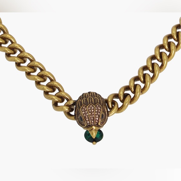Kurt Geiger Eagle Pendant Chunky Chain Gold Necklace Goldtone Crystal Detail NEW - Picture 5 of 9